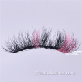 Pink Faux Mink cils avec de faux cils paillettes